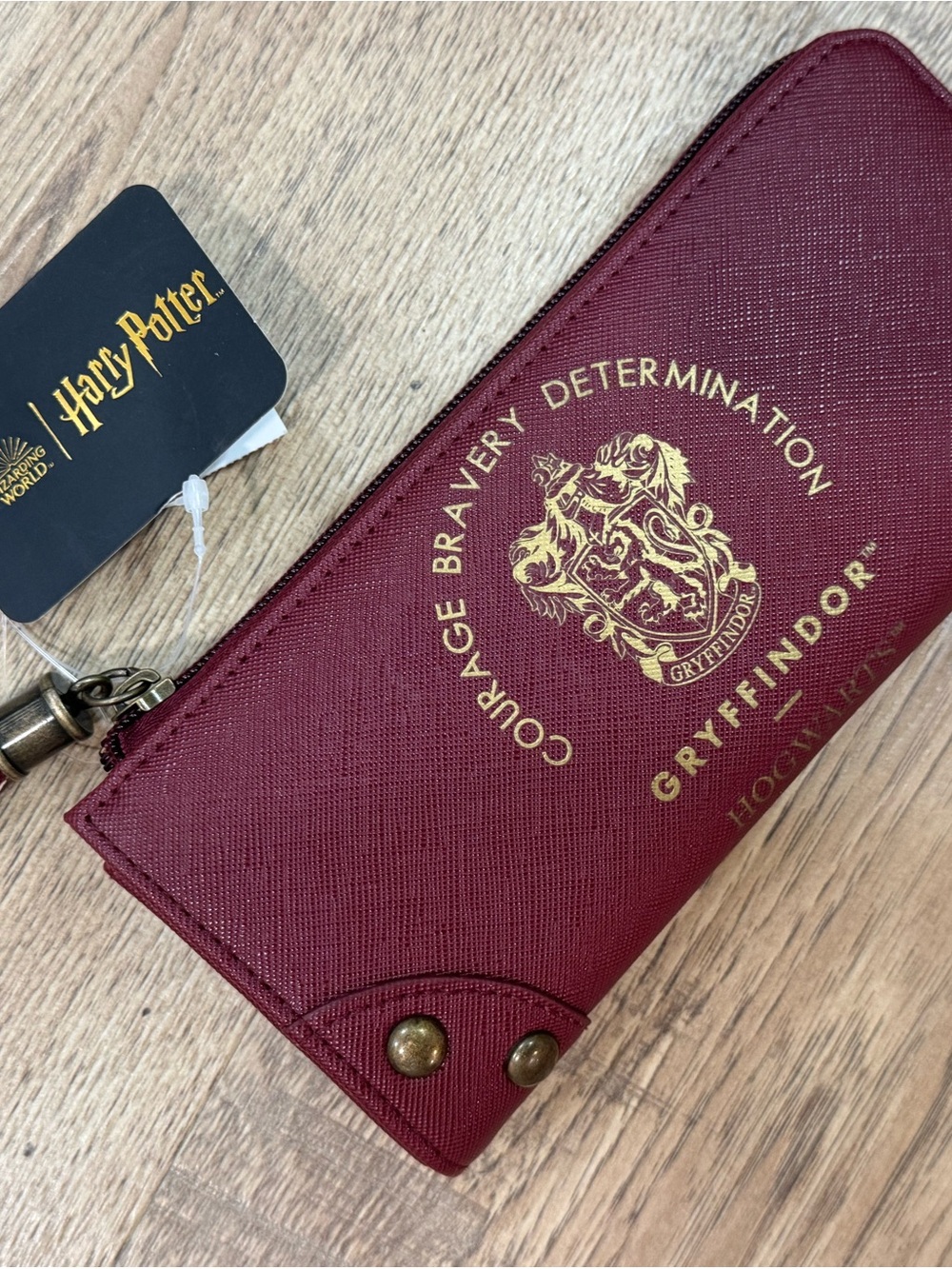 Harry Potter Gryffindor Zip Wallet in Burgundy with Gold Crest